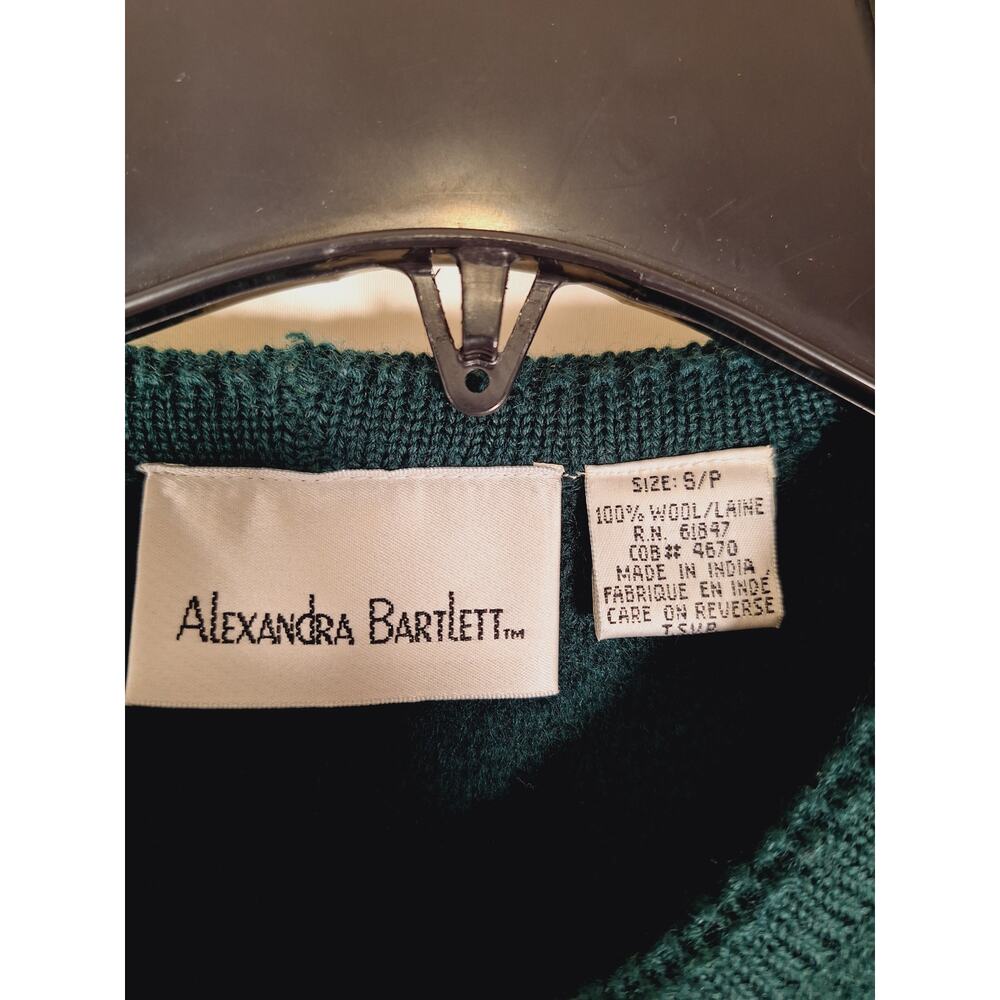 Alexandra Bartlett Women's 100% Wool Button-Down Green Sweater Large - Picture 6 of 7